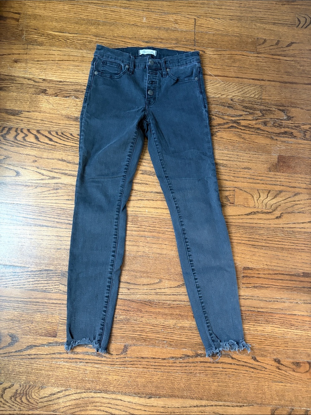 Madewell Black High-Rise Skinny Jeans with Raw Hem